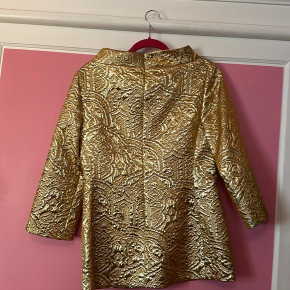 Michael Kors gold embroidered tunic top can be worn as mini dress size 6 - Picture 3 of 4
